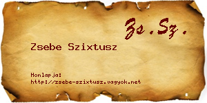 Zsebe Szixtusz névjegykártya